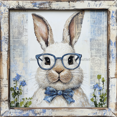 Easter Sign, Bunny with Glasses, DCO-12902, Sign For Wreath, 10x10